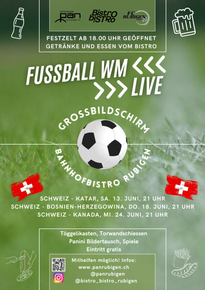 WM Spiel Schweiz - Bosnien-Herzegowina live auf Grossbildschirm