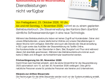 Systemumstellung bei der Steuerverwaltung, Betriebsunterbruch